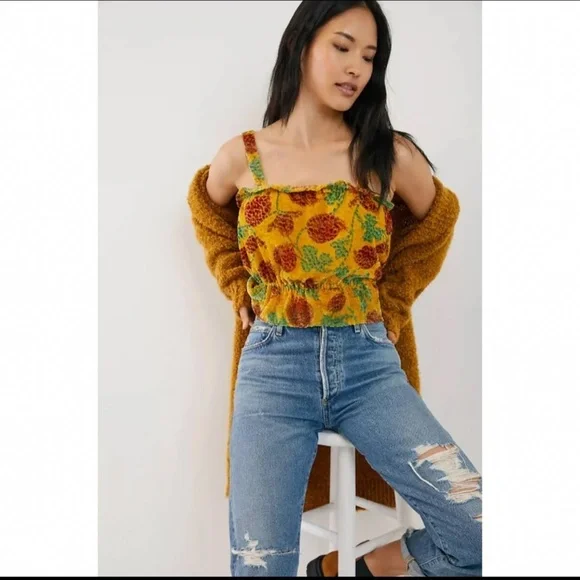 Anthropologie Felipa Crop Velvet Top - Picture 1 of 9